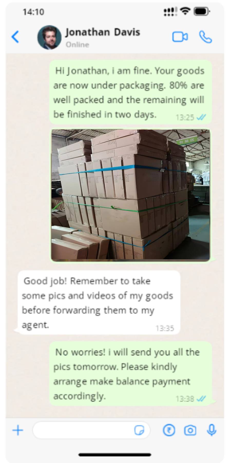 Jonathan Davis Order Processing Chat